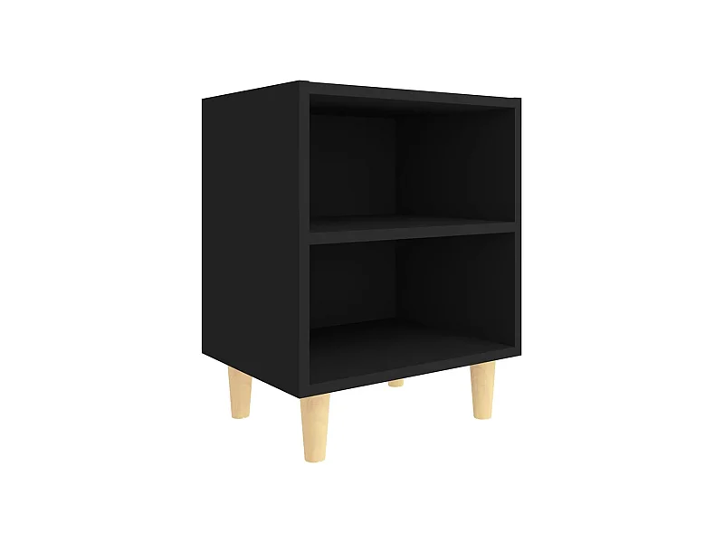 Haugesund  Mesita de noche con patas de madera maciza negra 40x30x50 cm