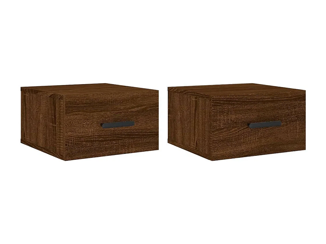 Cataula  Nachtkastjes 2 st wandgemonteerd 35x35x20 cm bruin eikenkleur