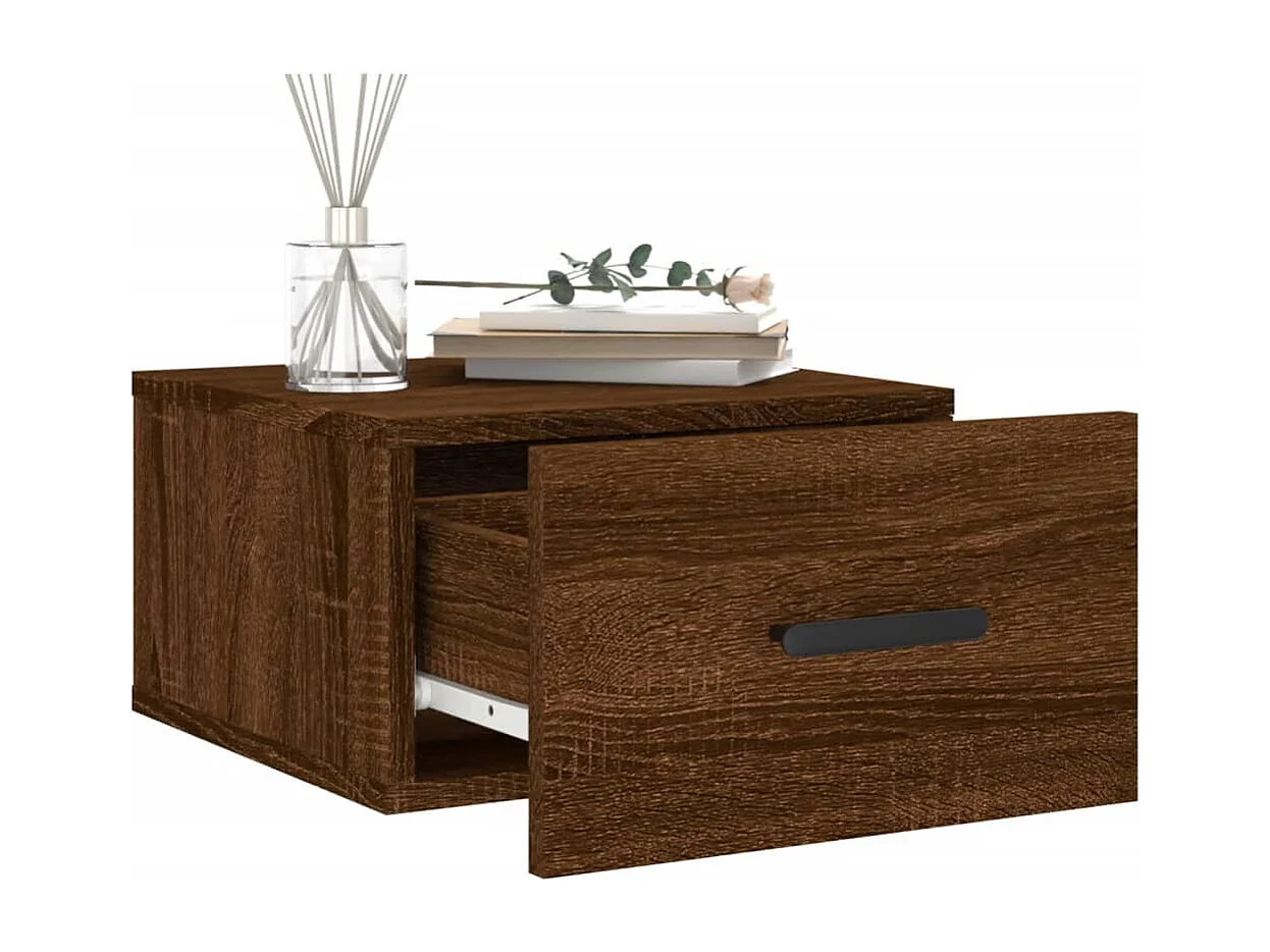 Cataula  Nachtkastjes 2 st wandgemonteerd 35x35x20 cm bruin eikenkleur