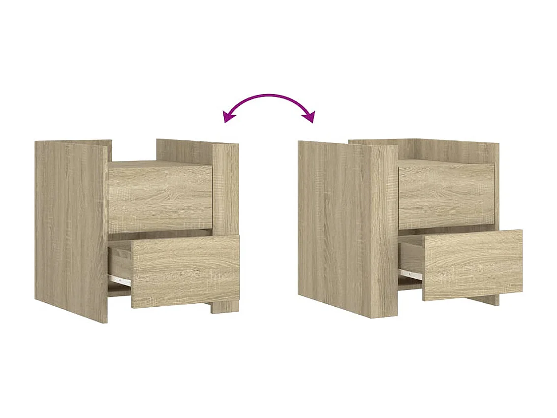 Boher  Table de chevet chêne sonoma 45x50x50 cm bois d’ingénierie