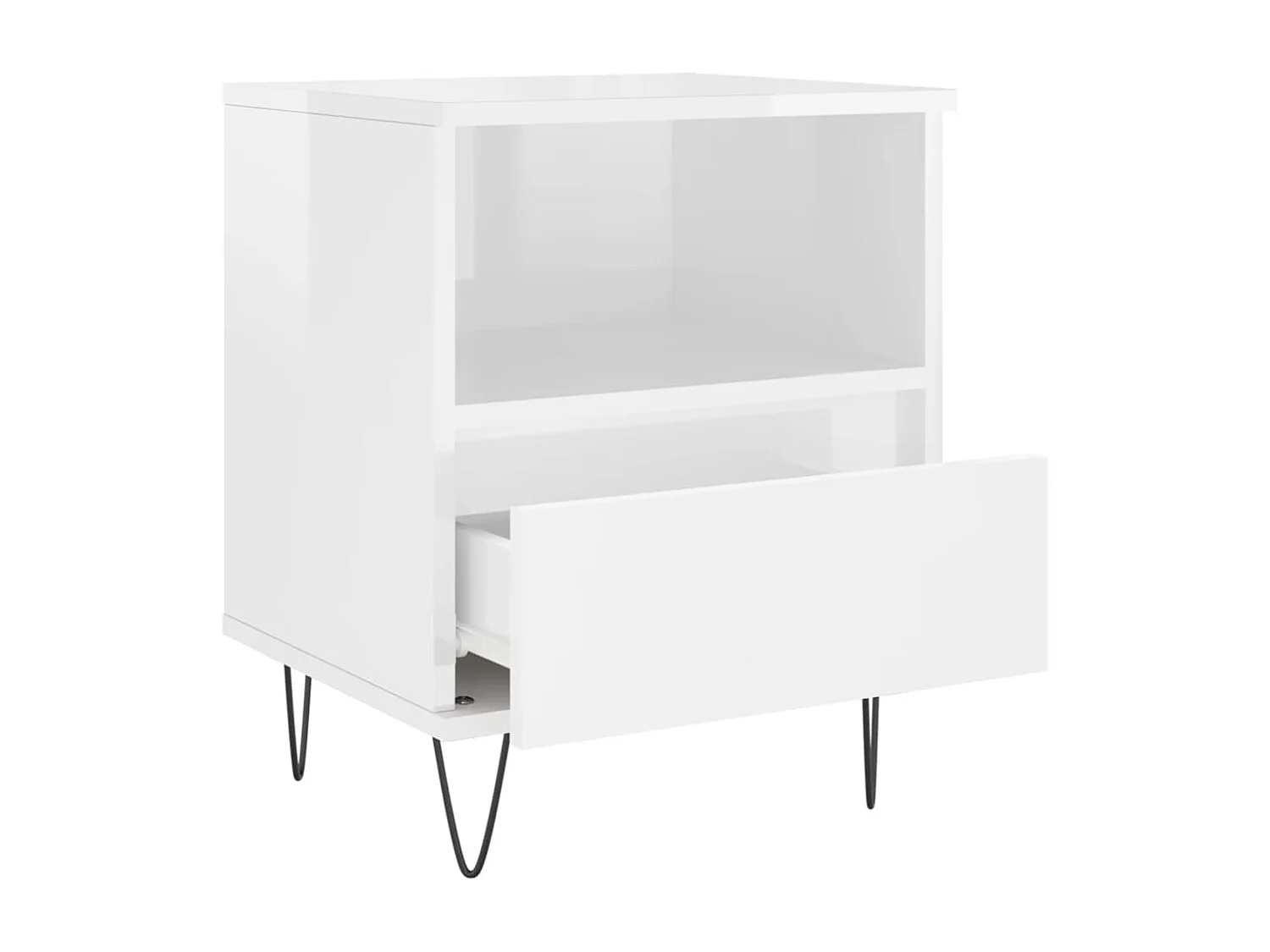 Hulst  Table de chevet Blanc brillant 40x35x50 cm Bois d’ingénierie