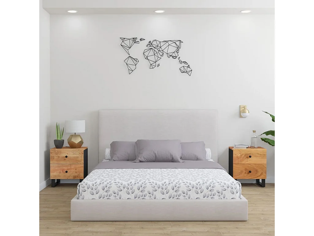 Posio  Comodini 2pz 40x33x46 cm in Legno Massello di Acacia