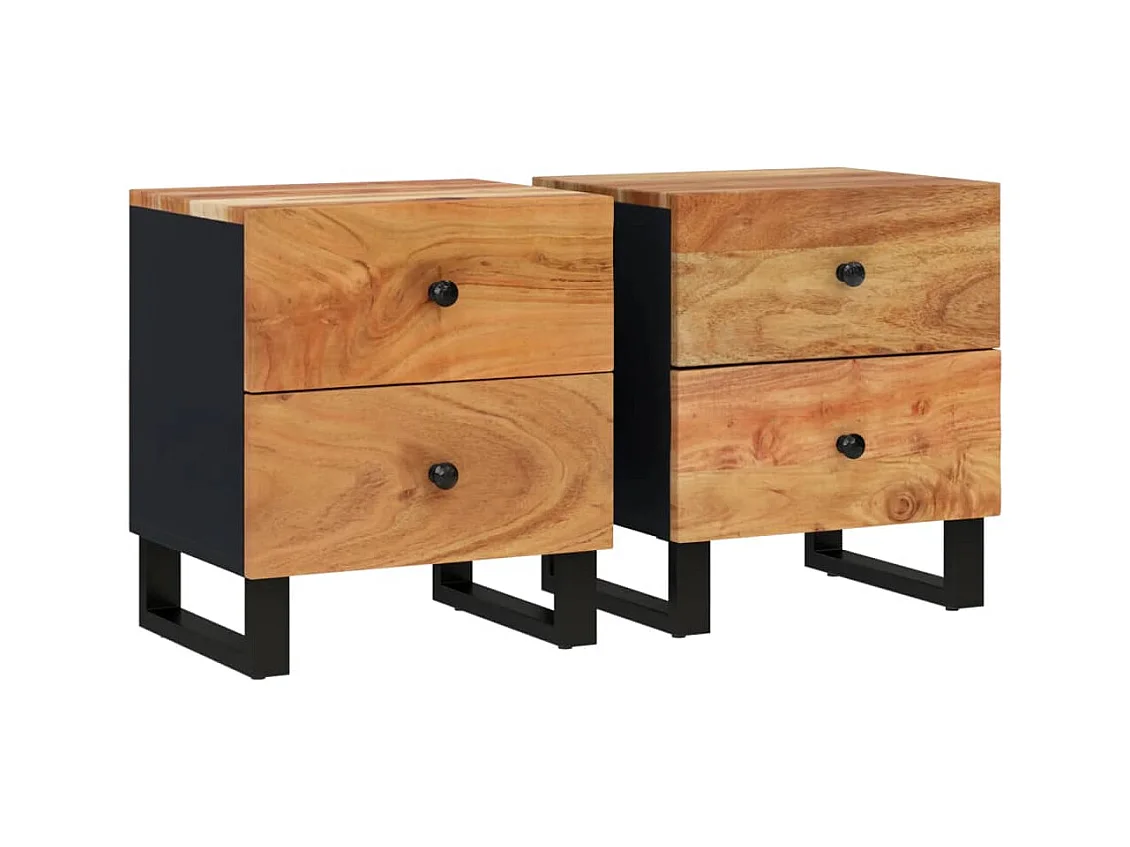 Posio  Comodini 2pz 40x33x46 cm in Legno Massello di Acacia