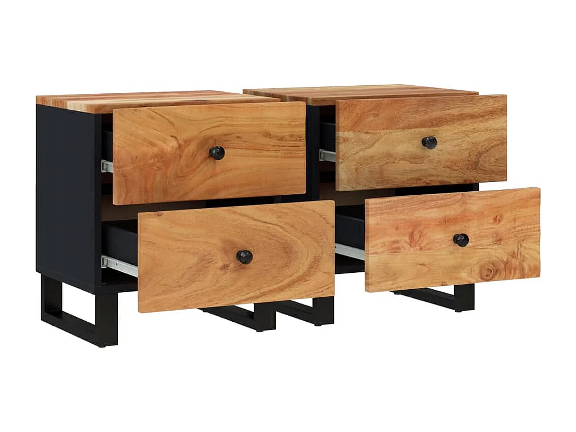 Posio  Comodini 2pz 40x33x46 cm in Legno Massello di Acacia