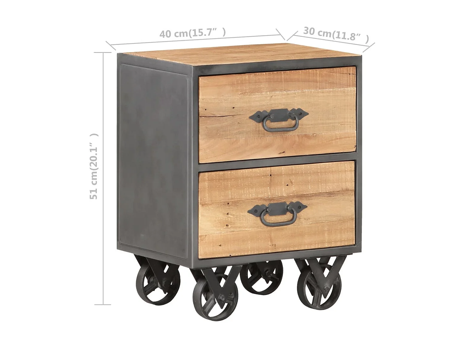 Garden Furniture -  Comodino 40x30x51 cm in Legno Massello di Recupero