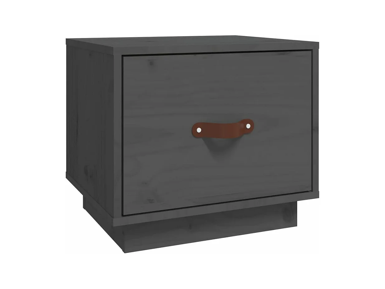 Ballston Lake  Mesita de noche madera maciza de pino gris 40x34x35 cm