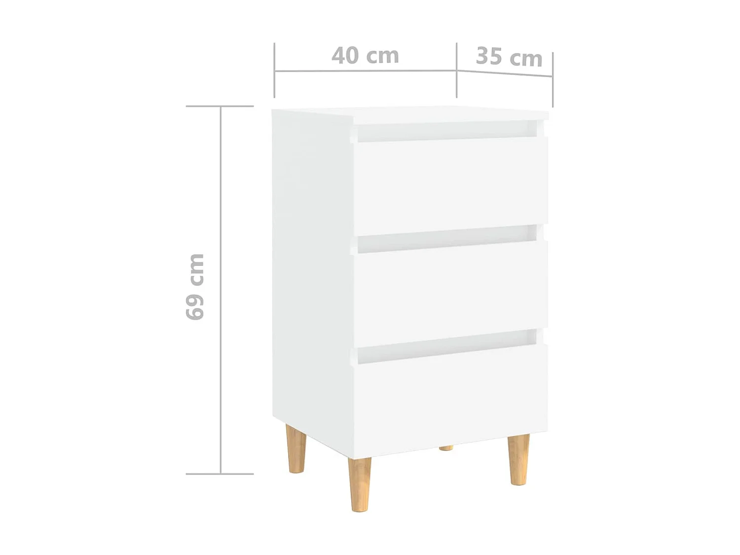 Kendallville  Nachtkastje met massief houten poten 40x35x69 cm wit