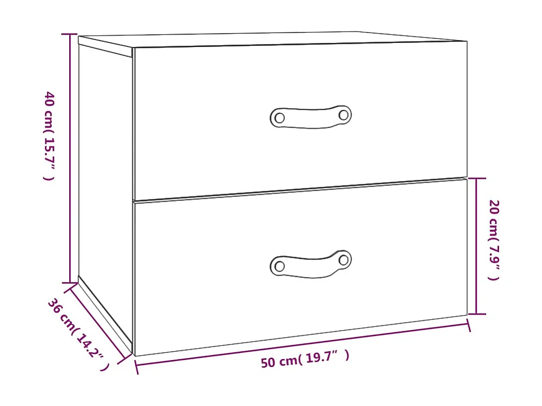 Elmont  Table de chevet murale 50x36x40 cm