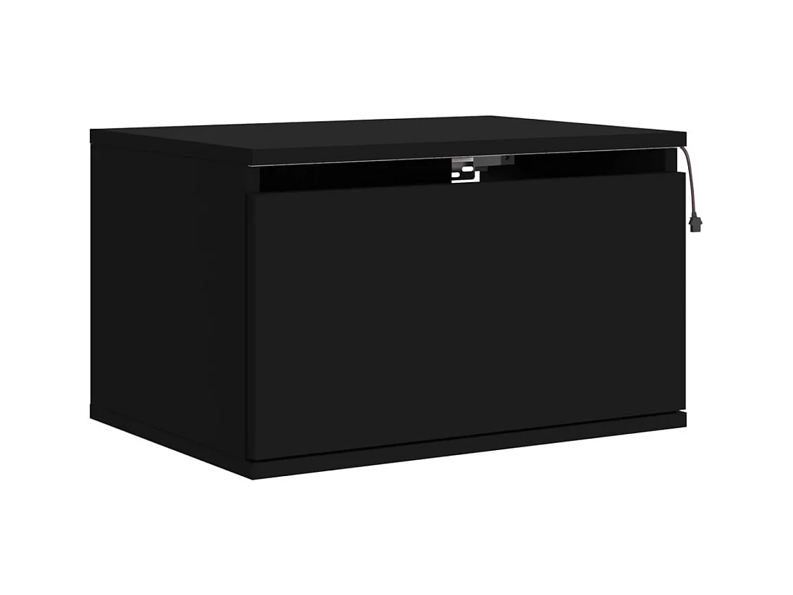 Prolenta Premium -  Mesitas de noche de pared con luces LED 2 unidades negro