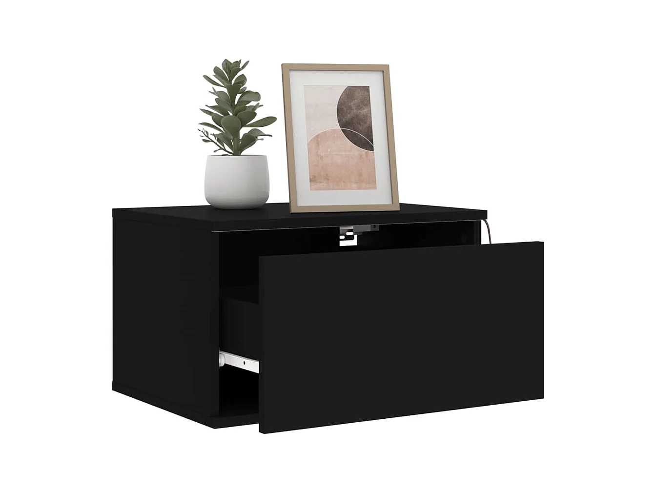 Prolenta Premium -  Mesitas de noche de pared con luces LED 2 unidades negro