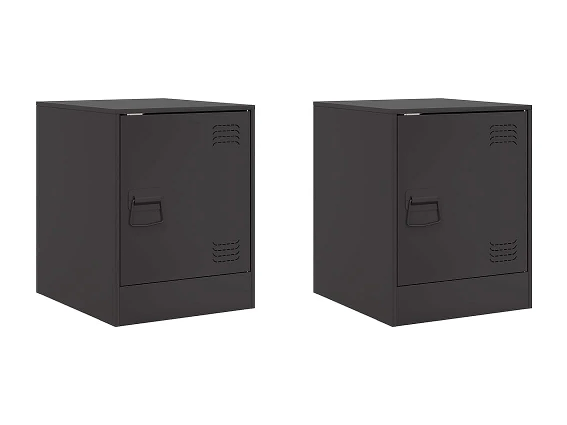 Dewy  Tables de chevet 2 pcs noir 34,5x39x44 cm acier