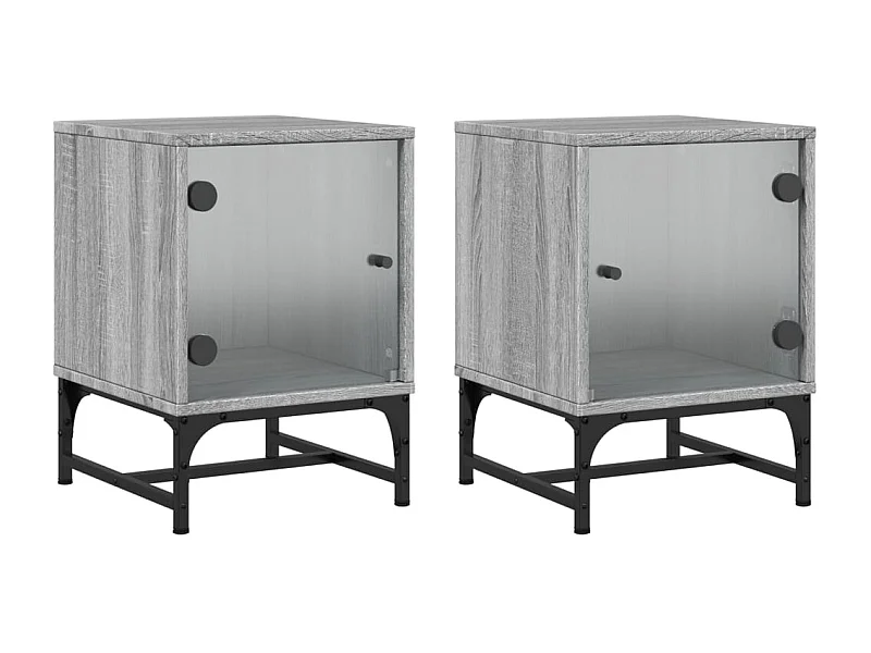Brussels  Tables de chevet et portes vitrées 2 pcs sonoma gris 35x37x50cm