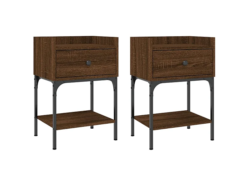 Charlie  Nachtkastjes 2 st 40,5x31x60 cm bewerkt hout bruin eikenkleur