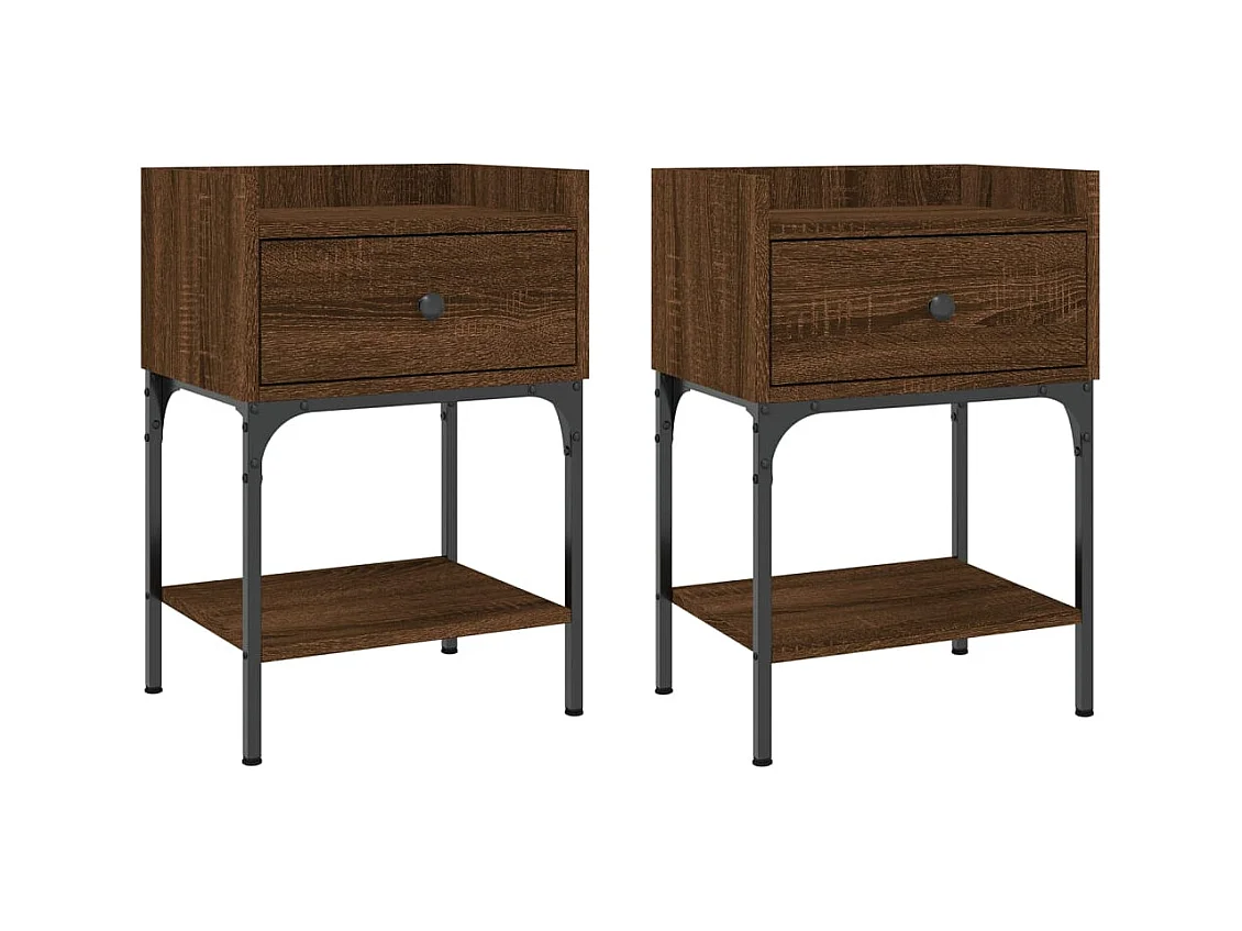 Charlie  Nachtkastjes 2 st 40,5x31x60 cm bewerkt hout bruin eikenkleur