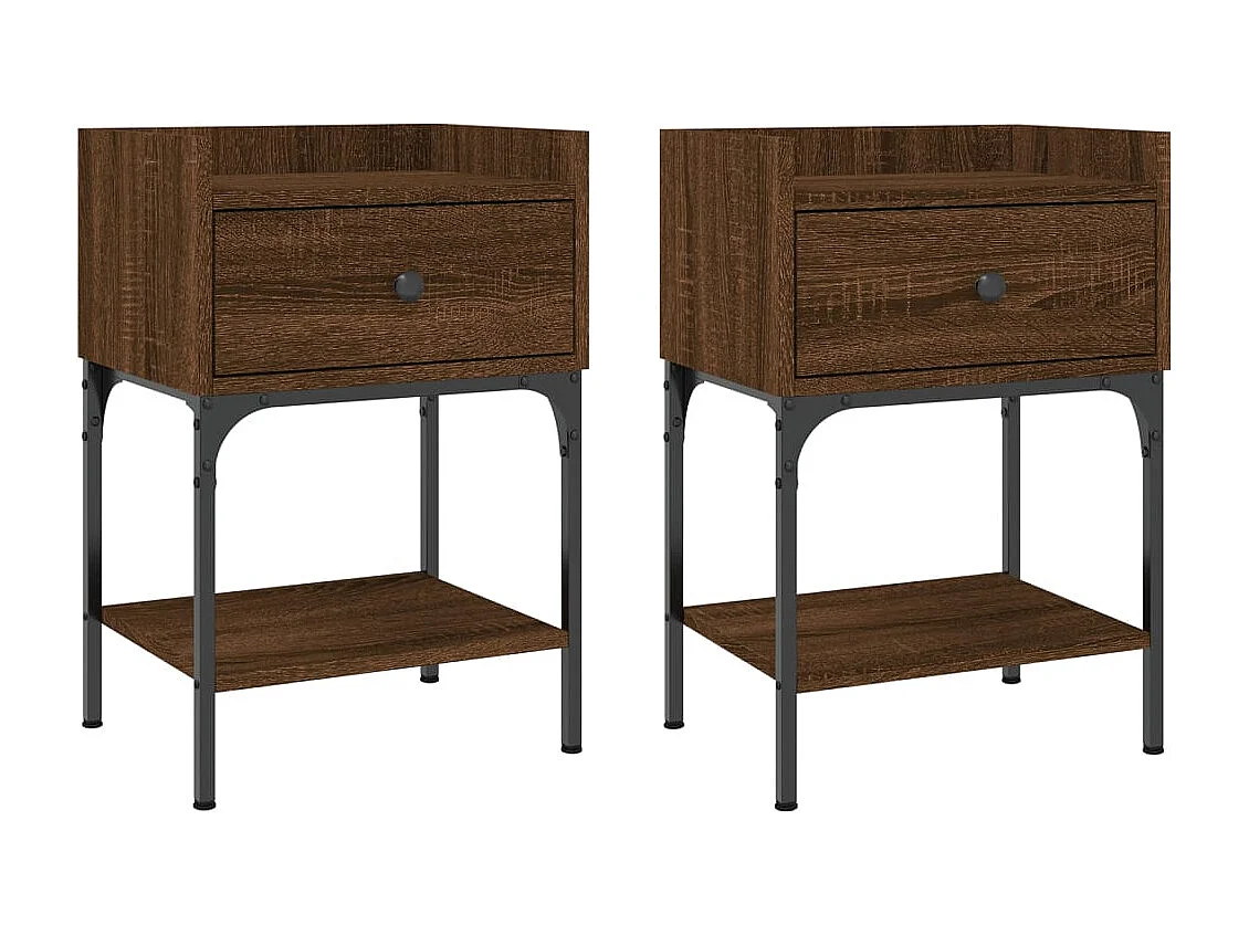 Charlie  Nachtkastjes 2 st 40,5x31x60 cm bewerkt hout bruin eikenkleur