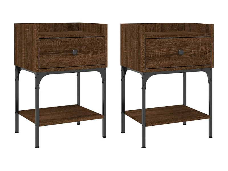 Charlie  Nachtkastjes 2 st 40,5x31x60 cm bewerkt hout bruin eikenkleur