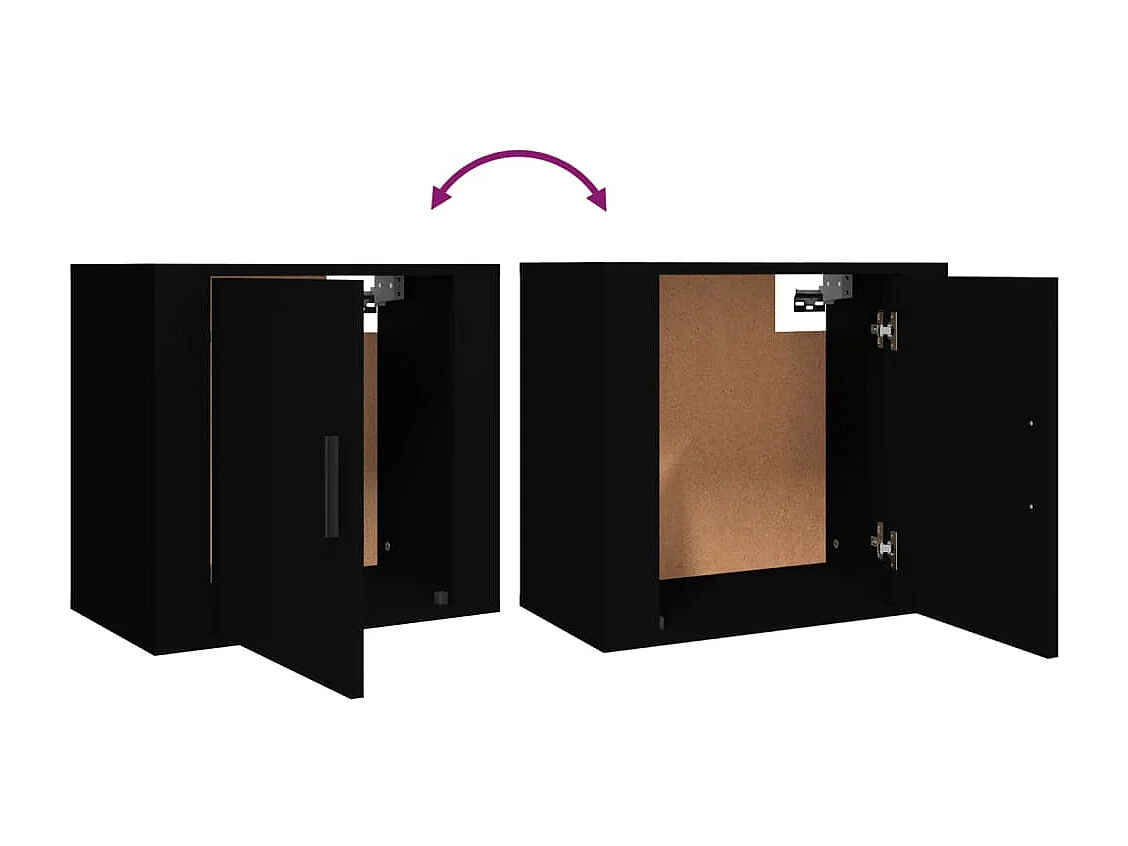 Almond  Mesitas de noche de pared 2 uds negro 50x30x47 cm