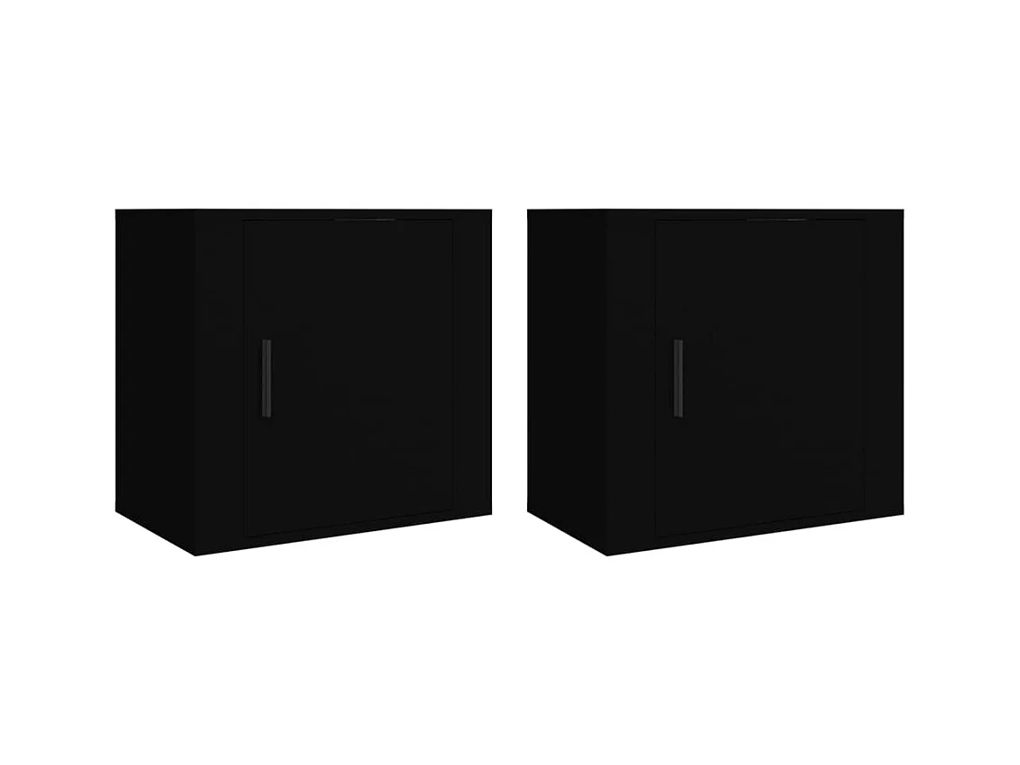 Almond  Comodini a Muro 2 pz Nero 50x30x47 cm