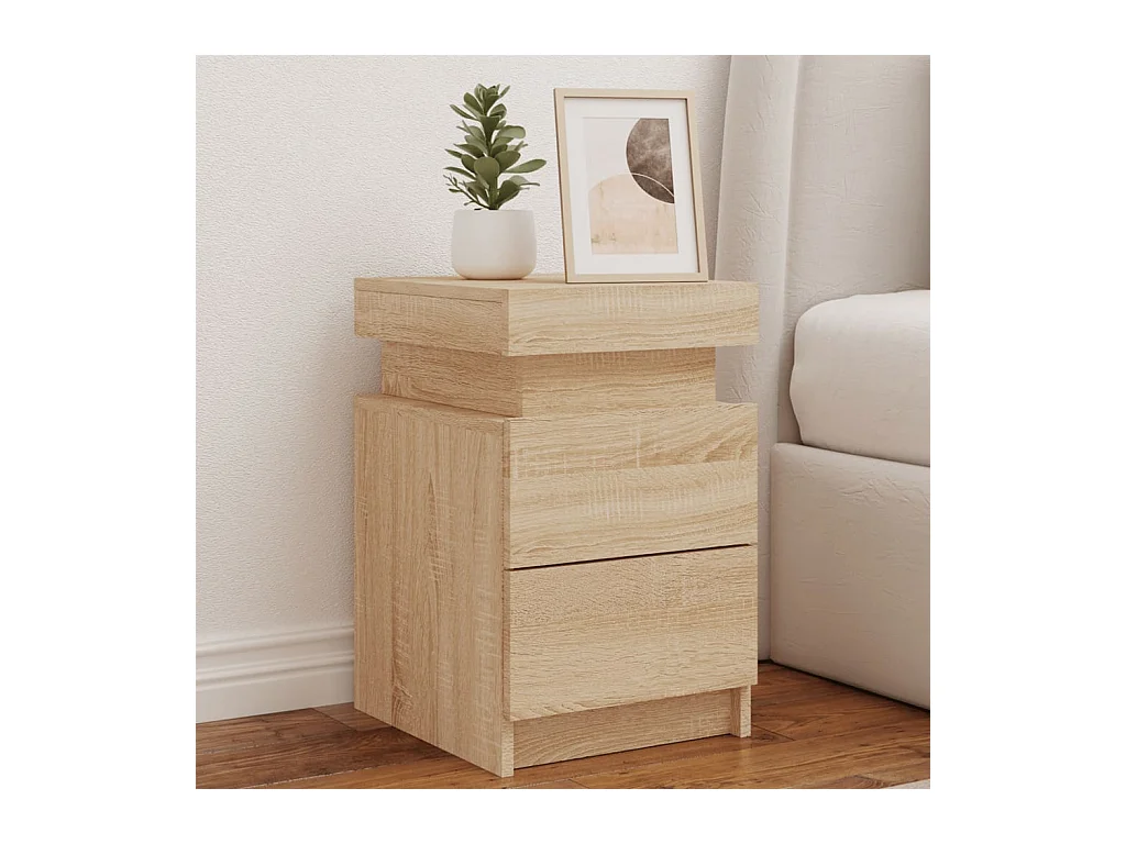 Barry John  Nachtkastjes met LED-verlichting 2 st 35x39x55 cm sonoma eiken
