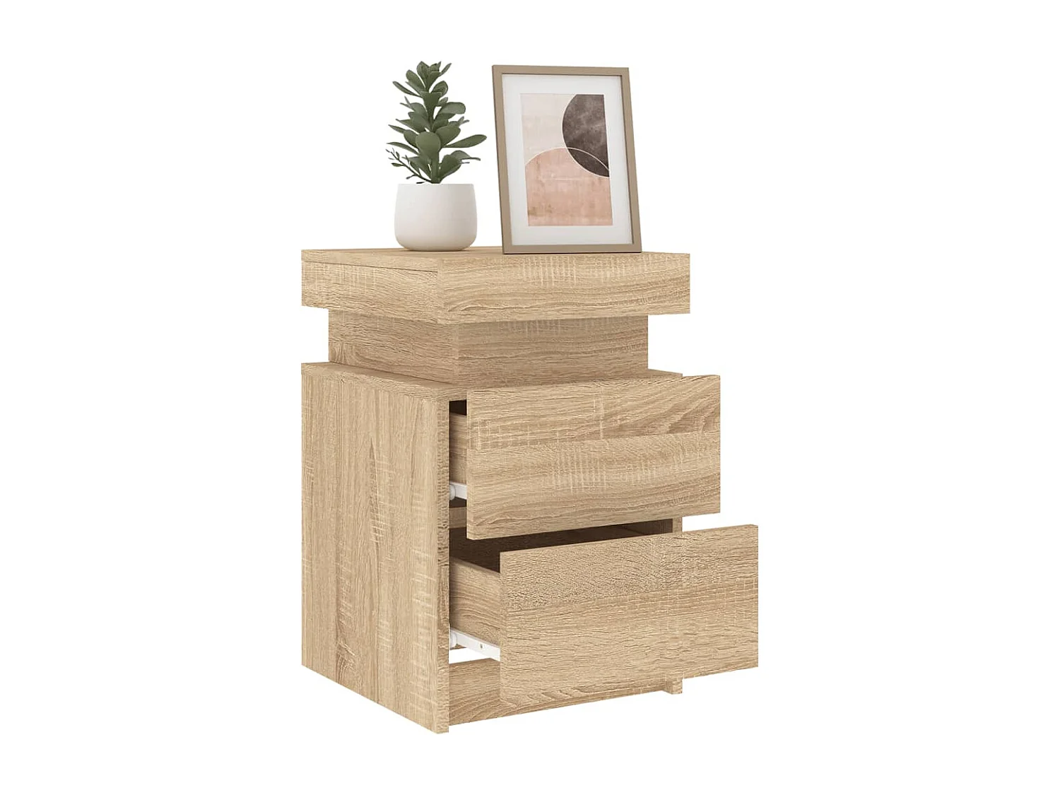 Barry John  Nachtkastjes met LED-verlichting 2 st 35x39x55 cm sonoma eiken