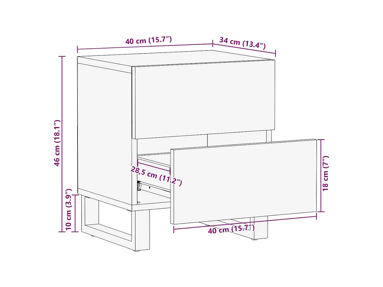 Janoah  Table de chevet 40x34x46 cm bois d'acacia massif