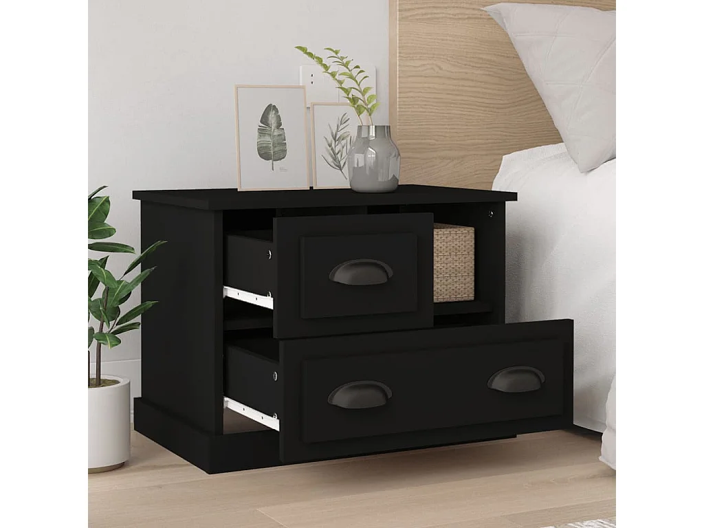 Telindra  Table de chevet noir 60x39x45 cm