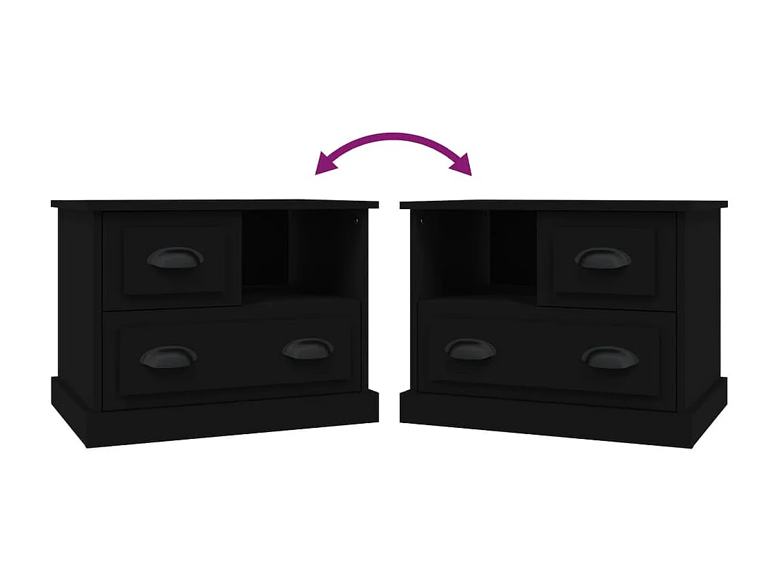 Telindra  Table de chevet noir 60x39x45 cm