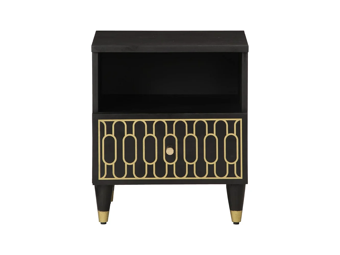 Ingebrigt  Comodino 40x33x46 cm in Legno Massello di Mango