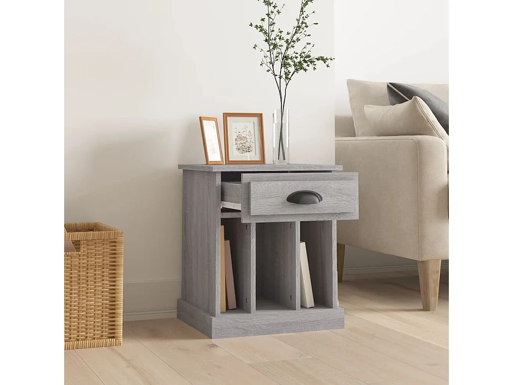 Verónica Paz  Table de chevet sonoma gris 43x36x50 cm