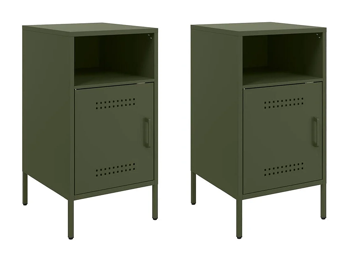 Channelview  Tables de chevet 2 pcs vert olive 36x39x68 cm acier