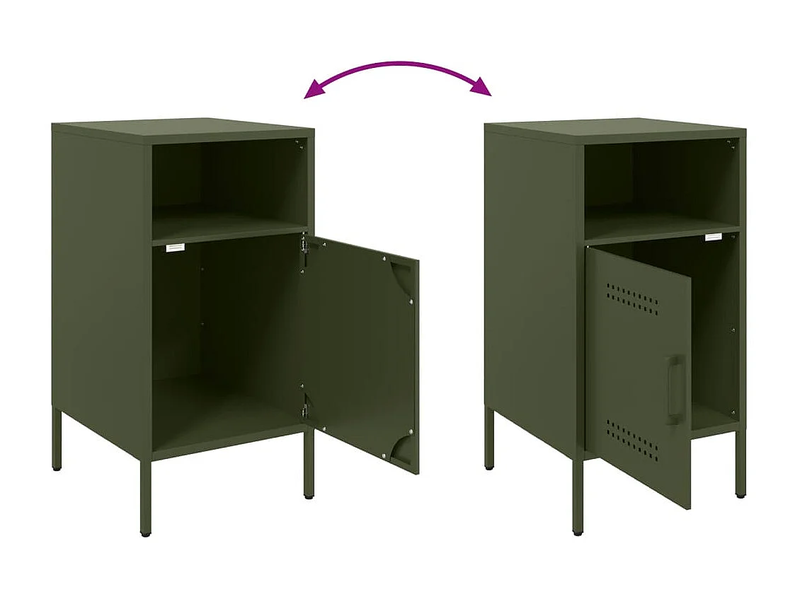 Channelview  Tables de chevet 2 pcs vert olive 36x39x68 cm acier
