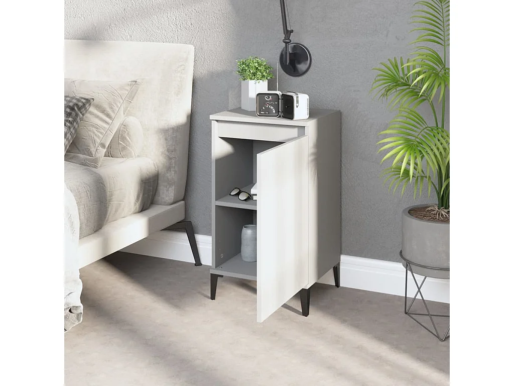 Riley Mae  Comodino Bianco 40x35x70 cm in Legno Multistrato