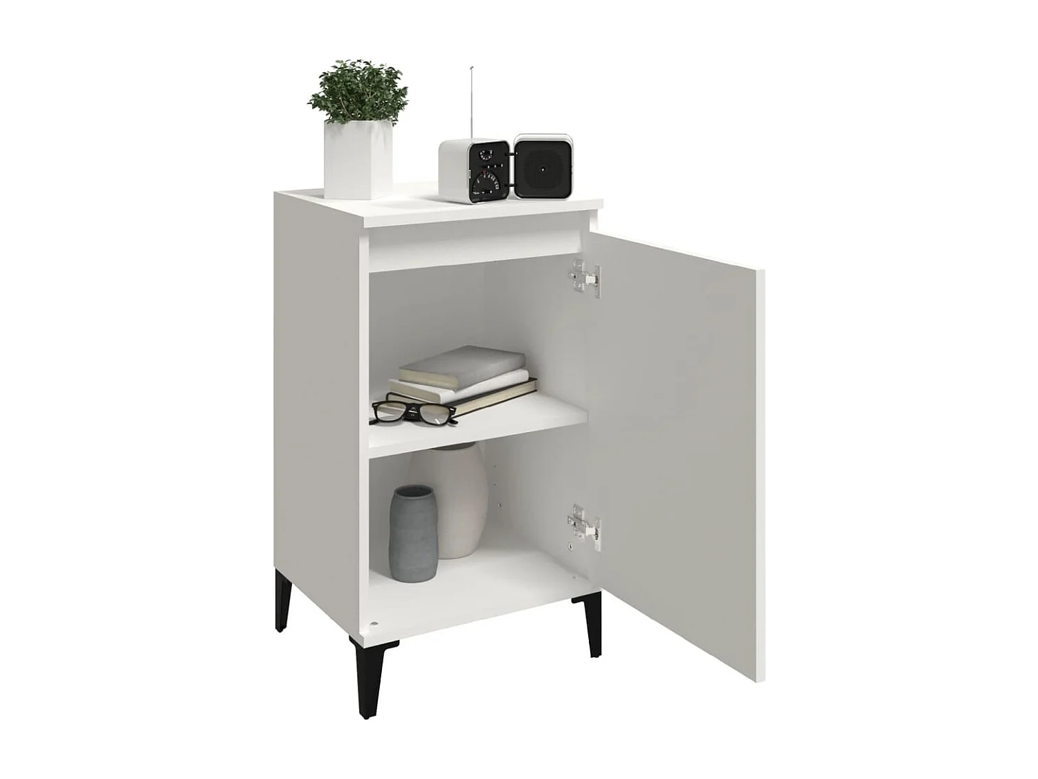 Riley Mae  Comodino Bianco 40x35x70 cm in Legno Multistrato