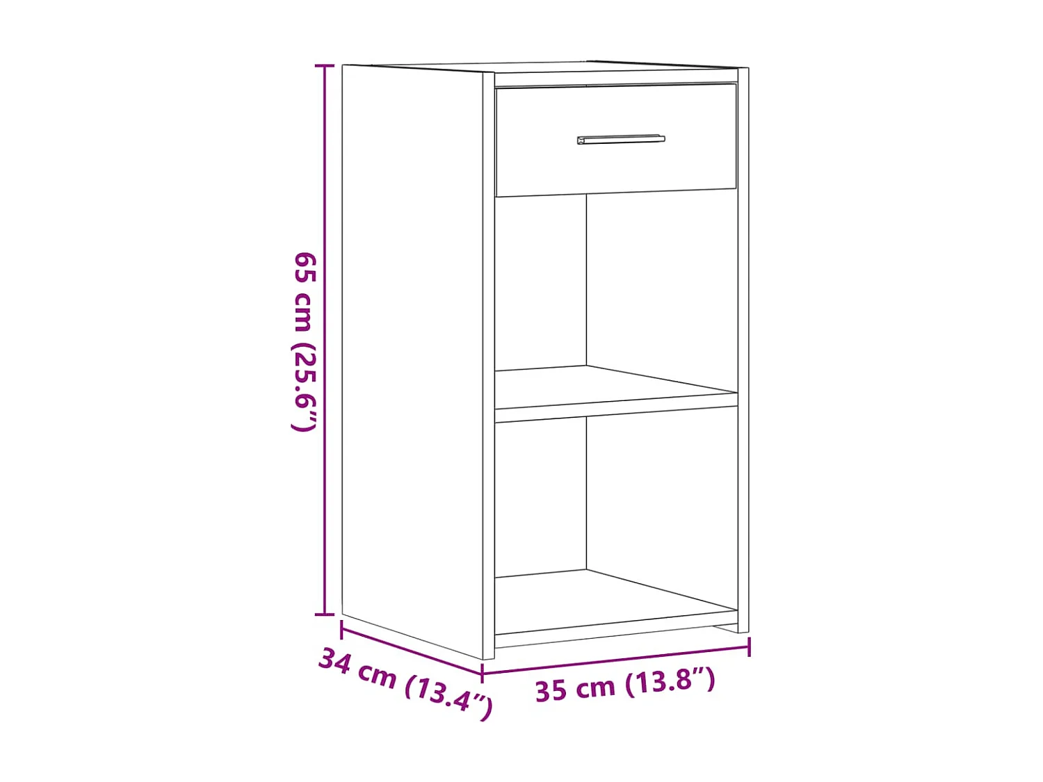 Ragna  Comodino Rovere Marrone 35x34x65 cm in Legno Multistrato
