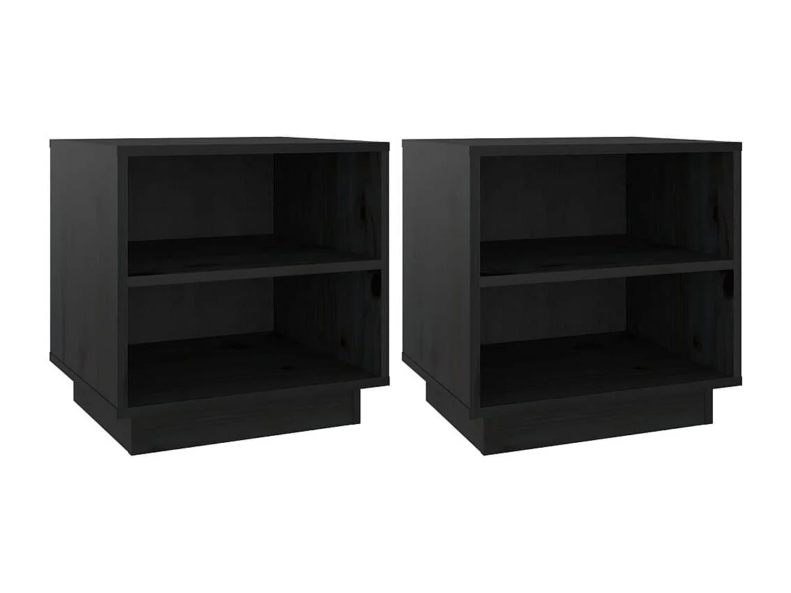 Decatur  Tables de chevet 2 pcs Noir 40x34x40 cm Bois de pin solide