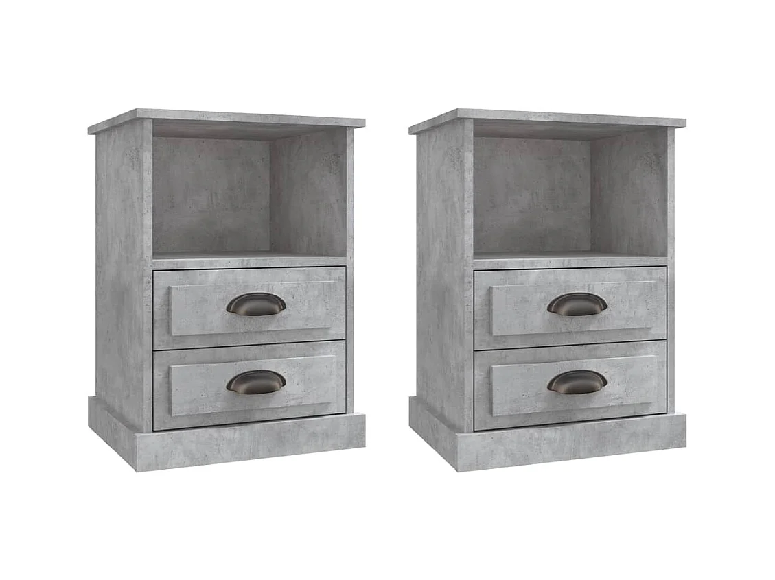 Karly  Tables de chevet 2 pcs gris béton 43x36x60 cm