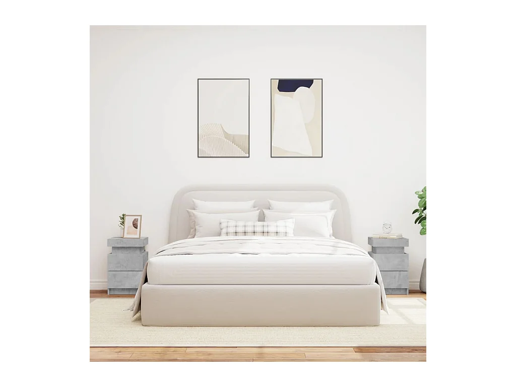 Barry John  Nachttische mit LED-Leuchten 2 Stk. Betongrau 35x39x55 cm