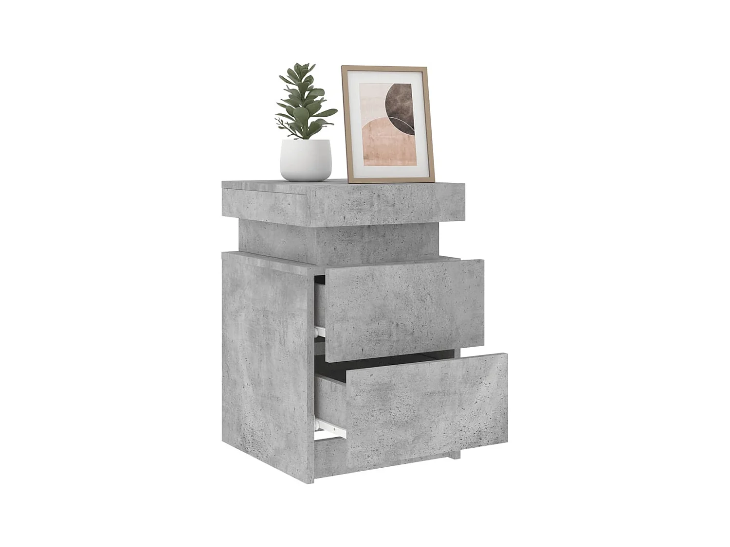 Barry John  Nachtkastjes met LED-verlichting 2 st 35x39x55 cm betongrijs