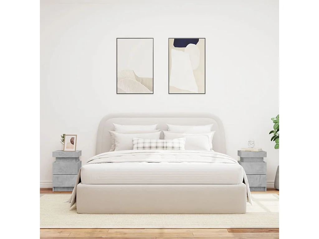 Barry John  Nachtkastjes met LED-verlichting 2 st 35x39x55 cm betongrijs