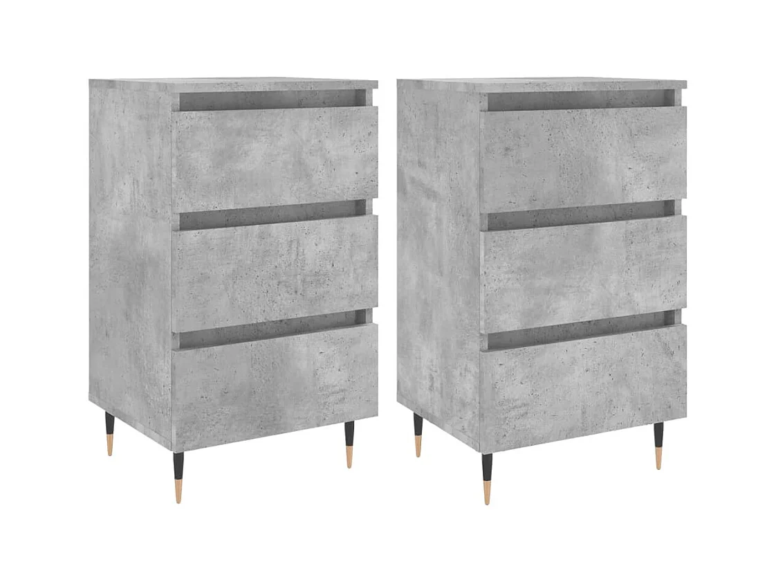 Drom  Tables de chevet 2 pcs gris béton 40x35x69 cm bois d’ingénierie