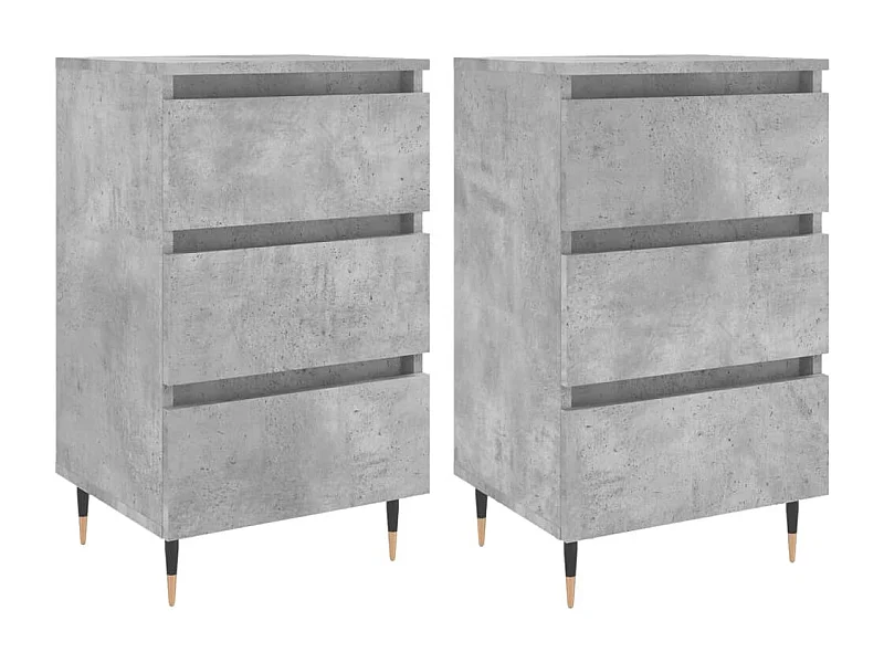 Drom  Tables de chevet 2 pcs gris béton 40x35x69 cm bois d’ingénierie