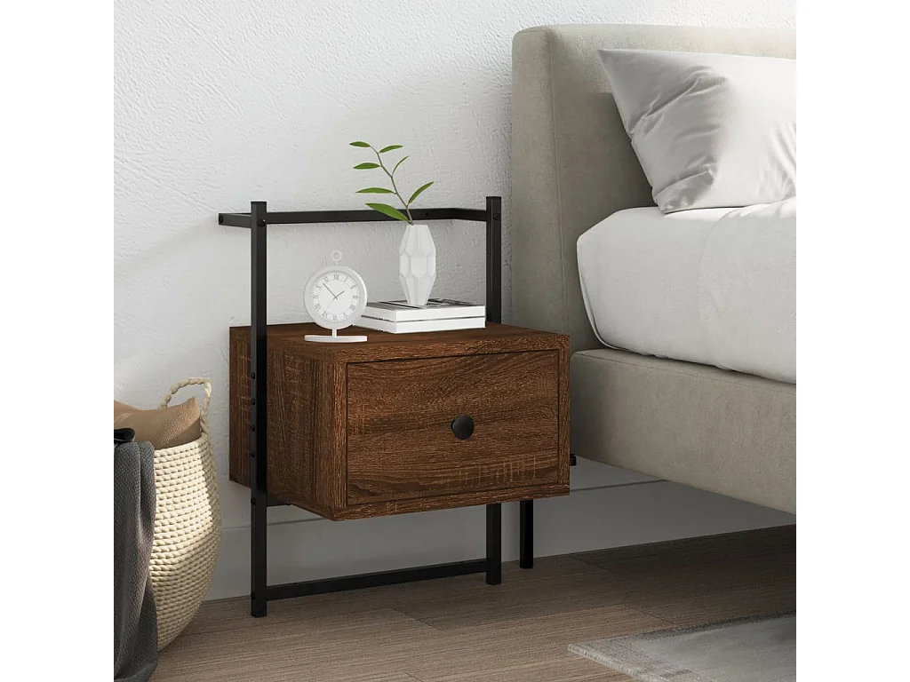 Nyra  Table de chevet murale chêne brun 35x30x51 cm bois d'ingénierie