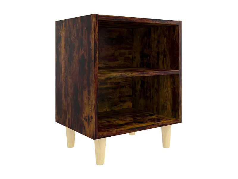 Haugesund  Table de chevet avec pieds en bois massif Chêne fumé 40x30x50cm