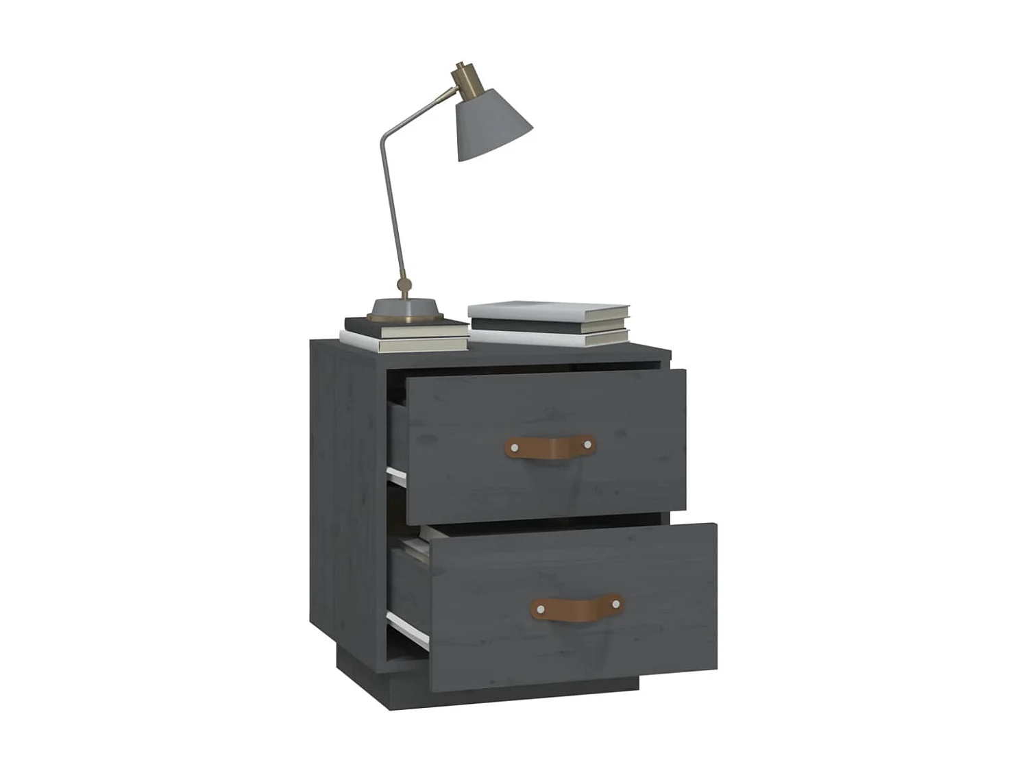 Jean-Marc   Tables de chevet 2 pcs Gris 40x34x45 cm Bois de pin massif