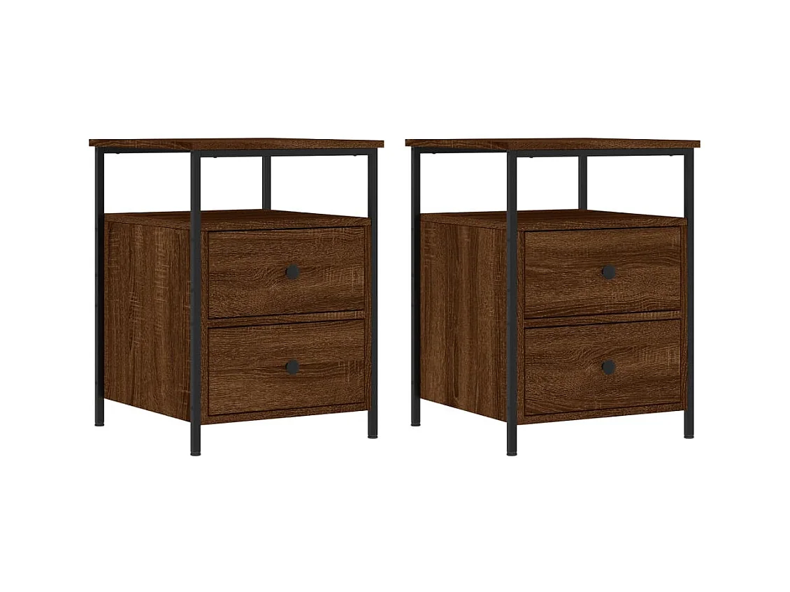 Janora  Nachtkastjes 2 st 44x45x60 cm bewerkt hout bruin eikenkleur