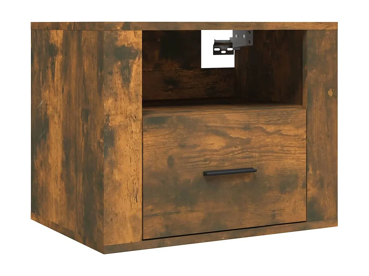 Pyren  Table de chevet murale Chêne fumé 50x36x40 cm