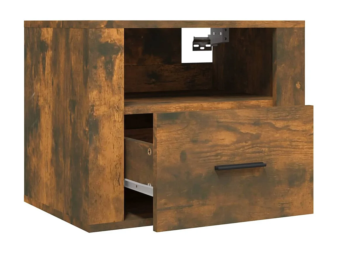 Pyren  Table de chevet murale Chêne fumé 50x36x40 cm