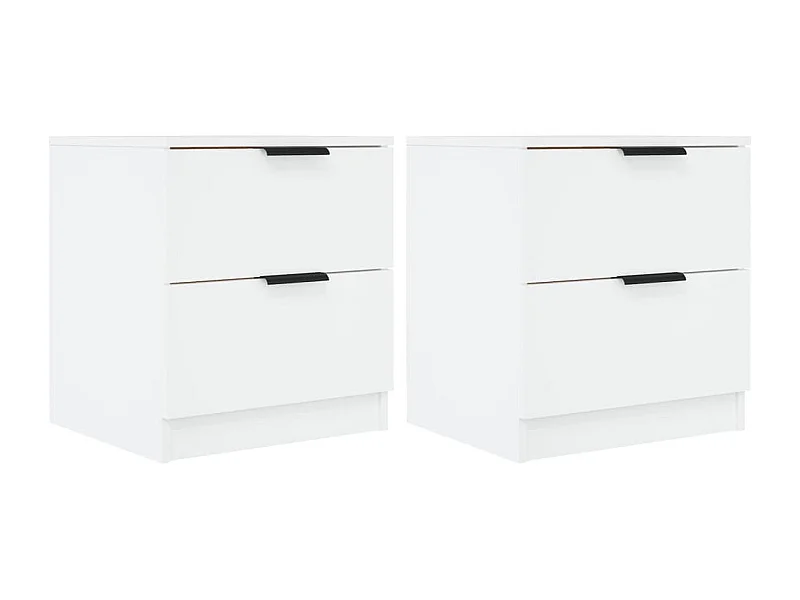 Invel  Tables de chevet 2 pcs Blanc Bois d'ingénierie