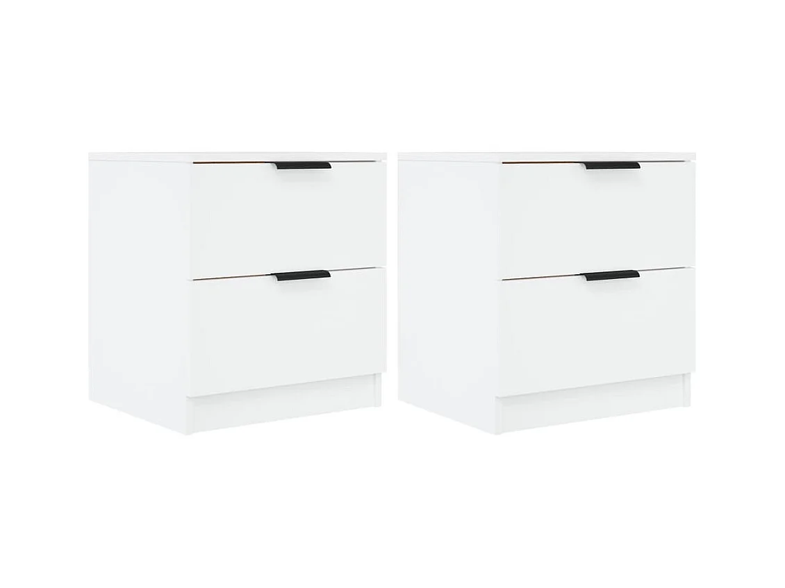 Invel  Tables de chevet 2 pcs Blanc Bois d'ingénierie