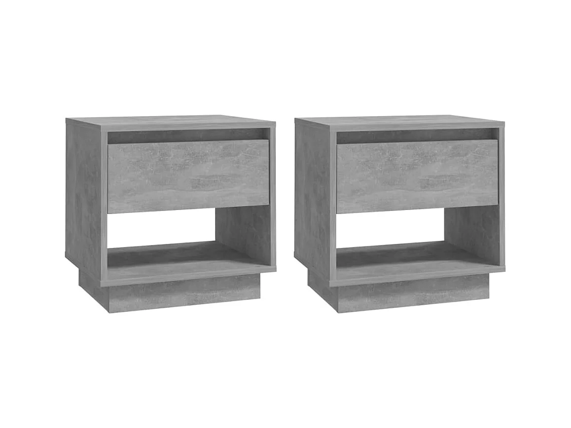 Zalyn  Tables de chevet 2 pcs Gris béton 45x34x44 cm Bois d'ingénierie